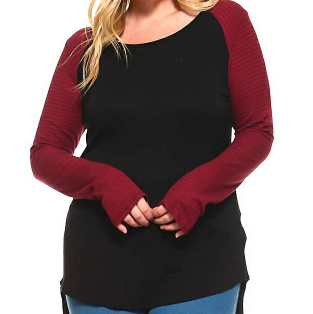 Black/Wine Hi-Lo Tunic Plus Size